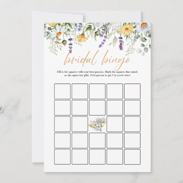 Invitación Flores Boho Dragonfly Bridal Shower Bingo DIGITAL (Anverso)