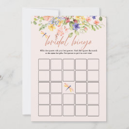 Invitación Flores Boho Dragonfly Bridal Shower Bingo DIGITAL