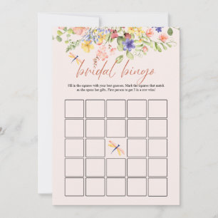 Invitación Flores Boho Dragonfly Bridal Shower Bingo DIGITAL