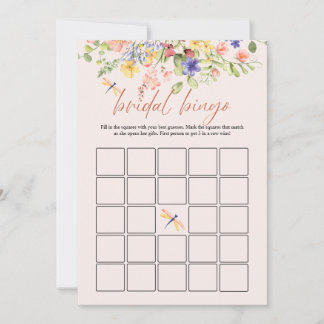 Invitación Flores Boho Dragonfly Bridal Shower Bingo DIGITAL