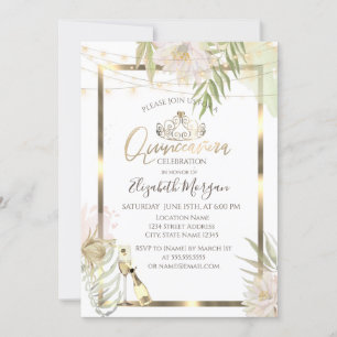 Invitación Flores Boho Frame Wine Quinceanera