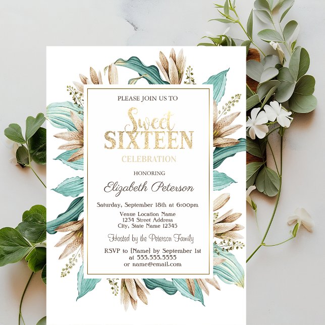 Invitación Flores Boho Grass Cumpleaños 16 (Subido por el creador)