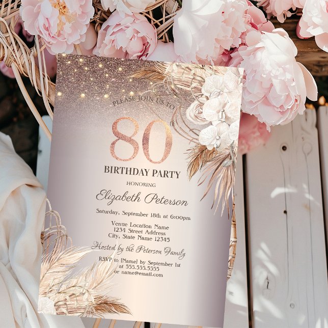Invitación Flores Boho,Luces de Cadena Brillantes Cumpleaños  (Subido por el creador)