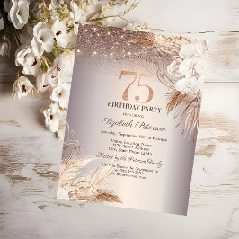 Invitación Flores Boho, Luces de Cadenas Brillantes Cumpleaño