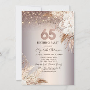 Invitación Flores Boho, Luces de Cadenas Brillantes Cumpleaño