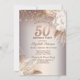 Invitación Flores Boho,Luces de Cadenas Brillantes Cumpleaños