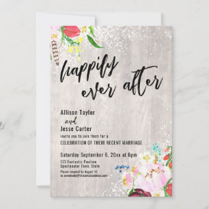 Invitación Flores Boho Luces Madera Rústica Felices Para Siem