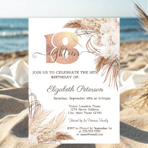 Invitación Flores Boho Lunares Cumpleaños 18