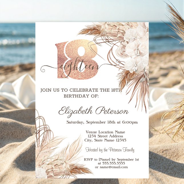 Invitación Flores Boho Lunares Cumpleaños 18 (Subido por el creador)