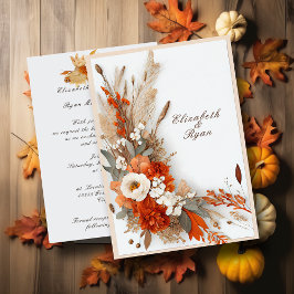 Invitación Flores Boho Otoño, Boda de Otoño  
