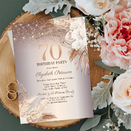 Invitación Flores Boho, Purpurina de las luces de cadena 70 c