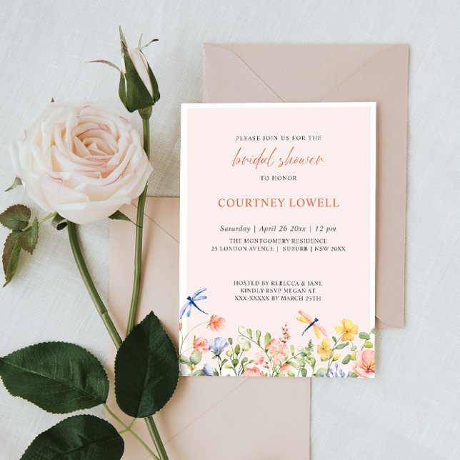 Invitación Flores Boho y libagonflies Foto Jardín (Subido por el creador)