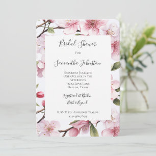 Invitación Flores Bonitas De Flor De Cerezo Rosa Para Despedi