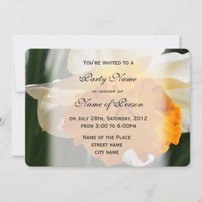 Invitación flores bonitas de primavera amarillas y blancas de (Anverso)