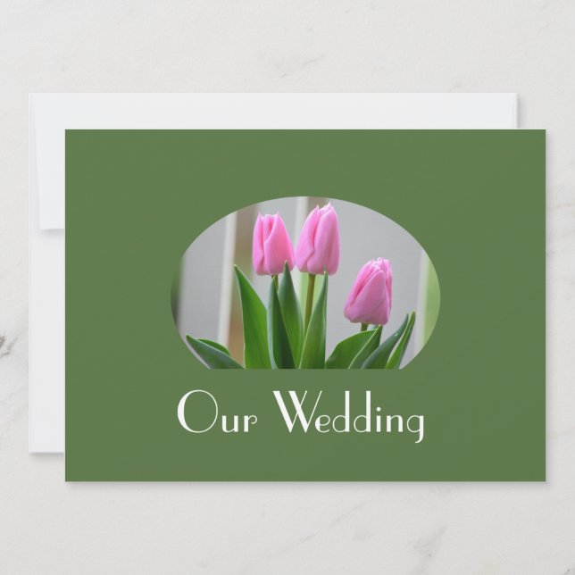 Invitación Flores bonitas de tulipán rosa de primavera boda c (Reverso)