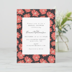 Invitación Flores botánicas Boho Ducha Negra de Novias Rojas