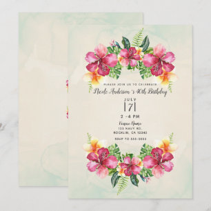 Invitación Flores Botánicas de Cumpleaños Tropical Aloha