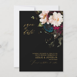 Invitación Flores Botánicas Malhumoradas Teal Burgundy de Pix