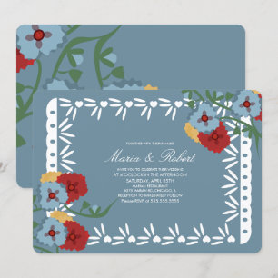 Invitación Flores Botánicas Mexicanas Fiesta Papel Picado