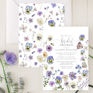 Invitación Flores Botánicas Purple Pressed Bridal Shower