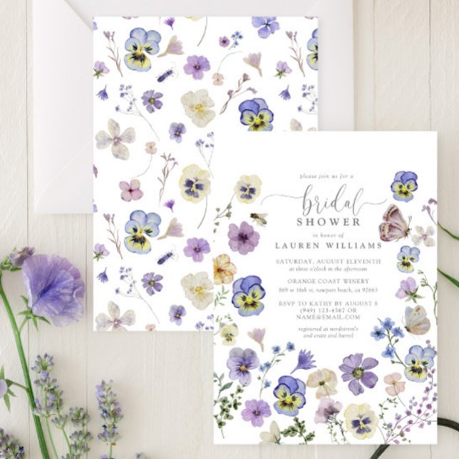 Invitación Flores Botánicas Purple Pressed Bridal Shower (Bridal Shower Invitation!)