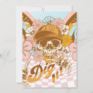 Invitación Flores Botánicos de Esqueleto Retro Cumpleaños Ado