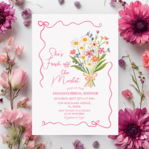 Invitación Flores Bouquet Fuera Del Mercado Ducha De Novias