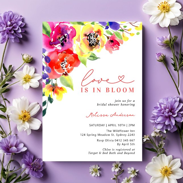 Invitación Flores brillantes adoran en ducha de novias en flo (Subido por el creador)