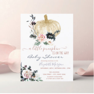 Invitación Flores Brillantes de Calabacita, Baby Shower de Pu