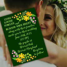 Flores brillantes en el más profundo Boda verde