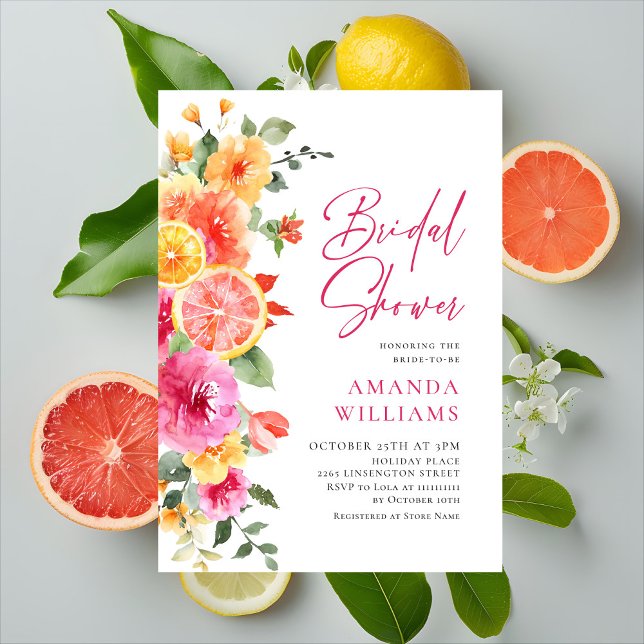 Invitación Flores Brillantes Festivas Florales Citrus Bridal  (Subido por el creador)