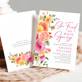 Invitación Flores Brillantes Festivas Florales Citrus Bridal 