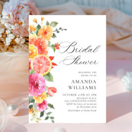 Invitación Flores Brillantes Festivas Florales Citrus Bridal 