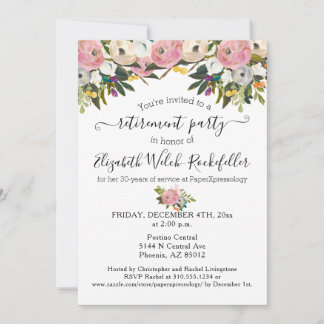 Invitación Flores brillantes Fiesta de Retiro Floral Boho Fot