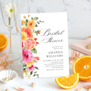 Invitación Flores Brillantes Florales Cítricas Fiesta de Desp