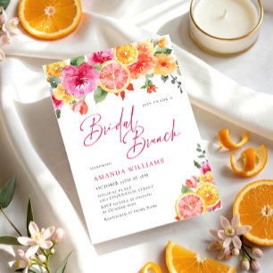 Invitación Flores Brillantes Florales Cítricos Desayuno Nupci