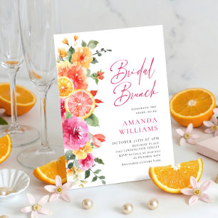 Invitación Flores Brillantes Florales Cítricos Desayuno Nupci
