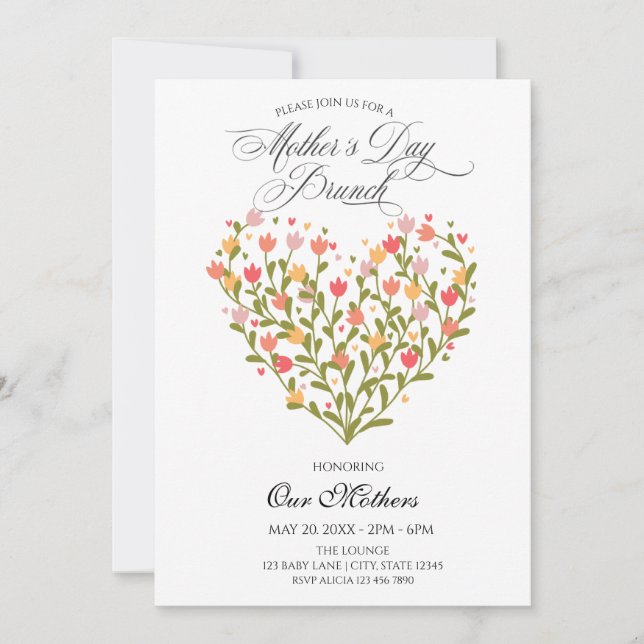 Invitación Flores Brunch del Día de la Madre (Anverso)