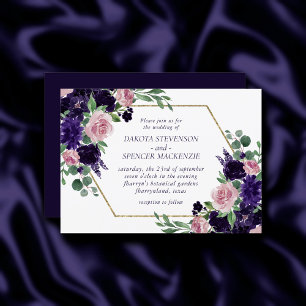 Invitación Flores Buques de rosa morado y rosa