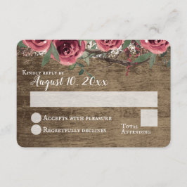 Invitación Flores Burgundy Bosque Nupcial Rústico RSVP