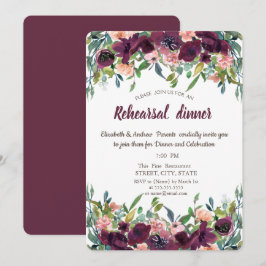 Invitación Flores Burgundy Elegantes Cena de Ensayo 