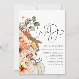 Invitación Flores Calabaza Otoño Nosotros Hacemos Código QR I