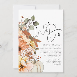 Invitación Flores Calabaza Otoño Nosotros Hacemos Código QR I