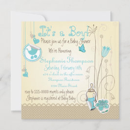 Invitación Flores caprichosas es un niño Baby Shower