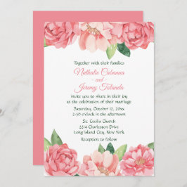 Invitación Flores casadas con Rosas de peones rosados