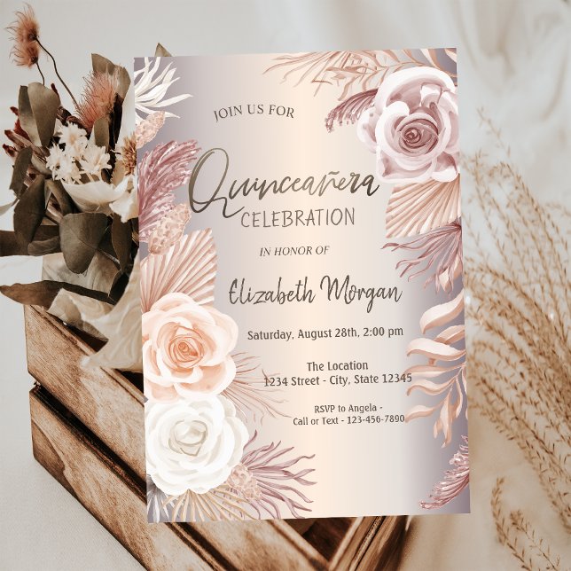 Invitación Flores Chic Boho Quinceañera  (Subido por el creador)