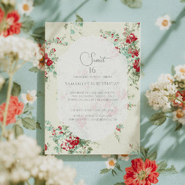Invitación Flores chic de Shabby Dulce 16