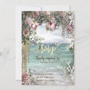 Invitación Flores Chic Océano RSVP