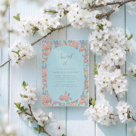 Invitación Flores chic rosadas y azules shabby 16 Cumpleaños