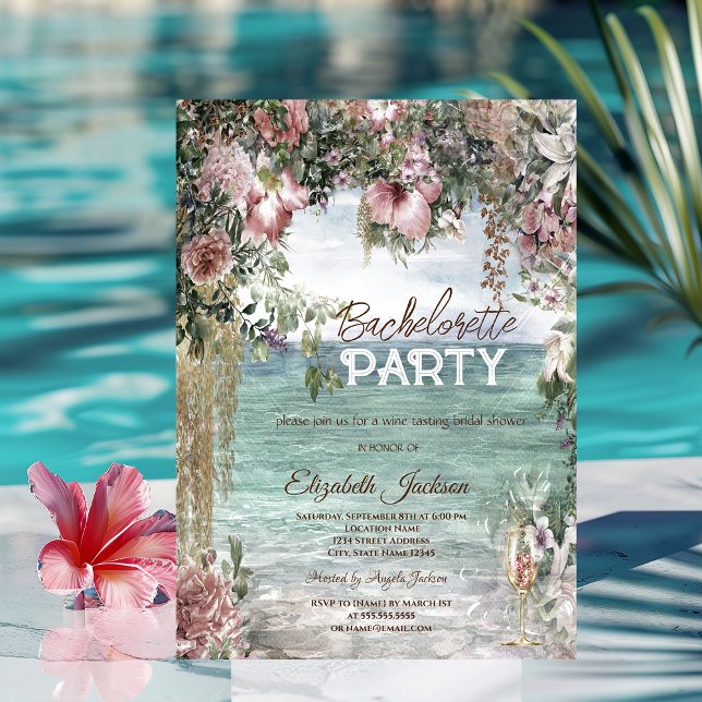 Invitación Flores Chic Vidrio Océano Despedida de Soltera (Subido por el creador)